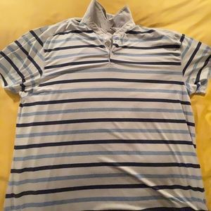 Callaway Opti-Dri golf polo;grey/cream w/light blue and navy blue stripes; XXL